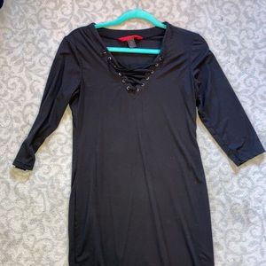 Black lace up dress